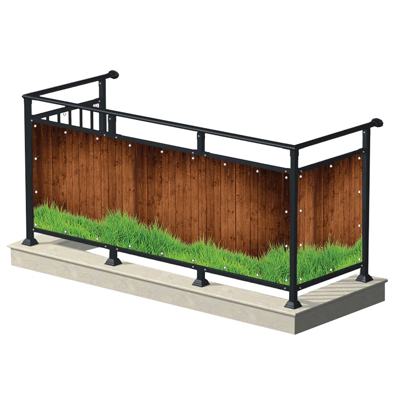 Deski i trawa - osłona balkonowa, tarasowa