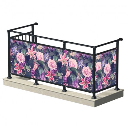 Fioletowo-różowe kwiaty - osłona balkonowa, tarasowa - osłona jednostronna i dwustronna