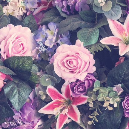 Fioletowo-różowe kwiaty - osłona balkonowa, tarasowa - osłona jednostronna i dwustronna