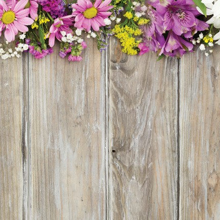 Wiosenne kwiaty na deskach - osłona balkonowa, tarasowa