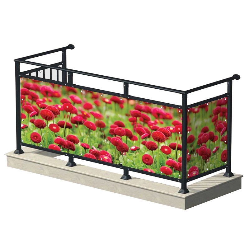 Czerwone kwiaty - osłona balkonowa, tarasowa