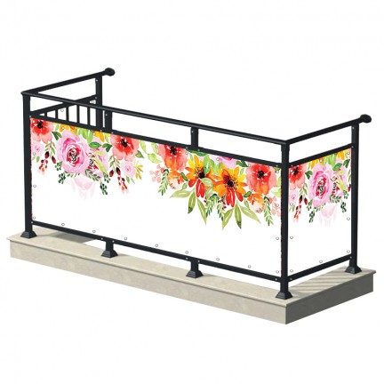 Kwiaty malowane - osłona balkonowa, tarasowa