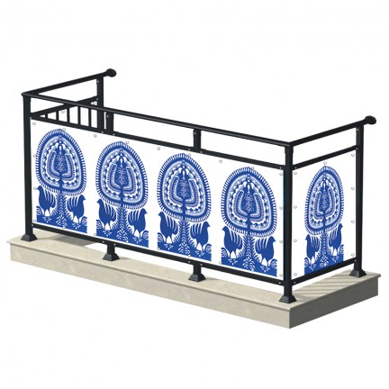 Niebieski folklor - osłona balkonowa, tarasowa